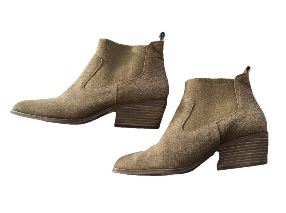 Crown Vintage Giancita Women’s US 9M Tan Snakeskin Print Leather Ankle Boots